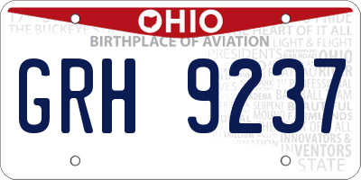 OH license plate GRH9237