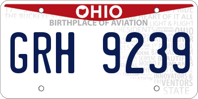OH license plate GRH9239