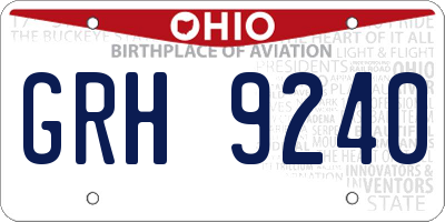 OH license plate GRH9240