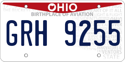 OH license plate GRH9255