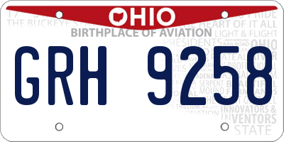 OH license plate GRH9258