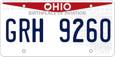 OH license plate GRH9260