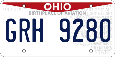 OH license plate GRH9280