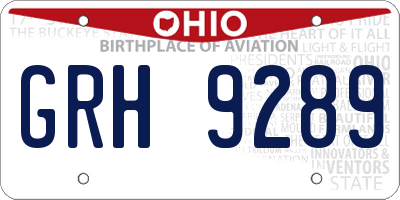 OH license plate GRH9289