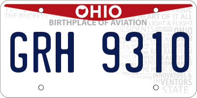 OH license plate GRH9310