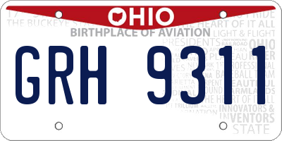 OH license plate GRH9311