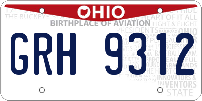OH license plate GRH9312