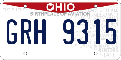OH license plate GRH9315