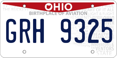 OH license plate GRH9325