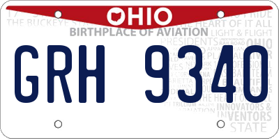OH license plate GRH9340