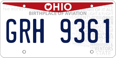 OH license plate GRH9361