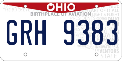 OH license plate GRH9383