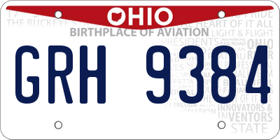 OH license plate GRH9384