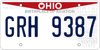 OH license plate GRH9387