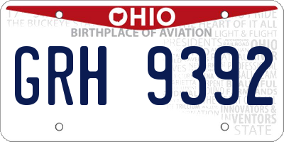 OH license plate GRH9392