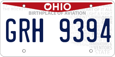 OH license plate GRH9394