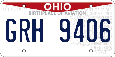 OH license plate GRH9406