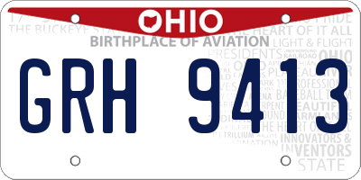 OH license plate GRH9413