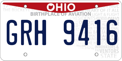 OH license plate GRH9416