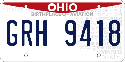OH license plate GRH9418