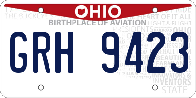 OH license plate GRH9423