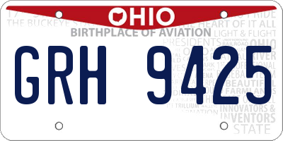 OH license plate GRH9425