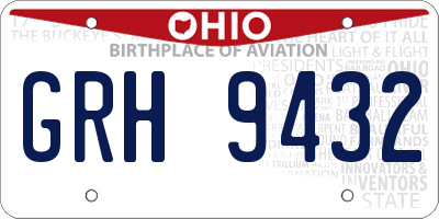 OH license plate GRH9432