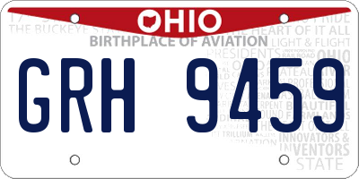 OH license plate GRH9459