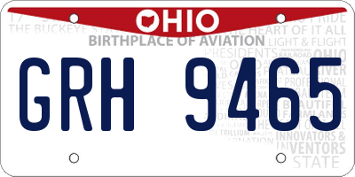 OH license plate GRH9465