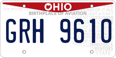 OH license plate GRH9610