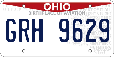 OH license plate GRH9629