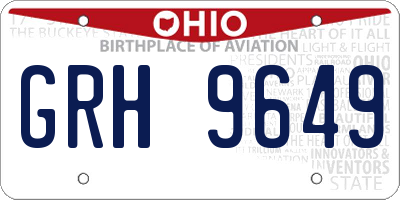 OH license plate GRH9649