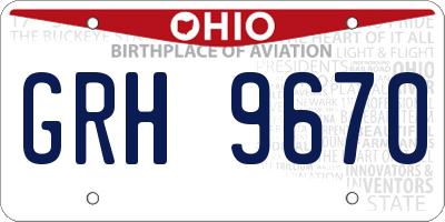 OH license plate GRH9670