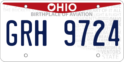 OH license plate GRH9724