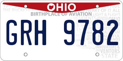 OH license plate GRH9782