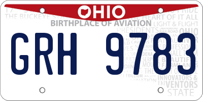 OH license plate GRH9783