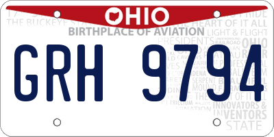 OH license plate GRH9794