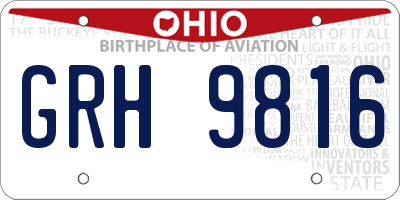 OH license plate GRH9816