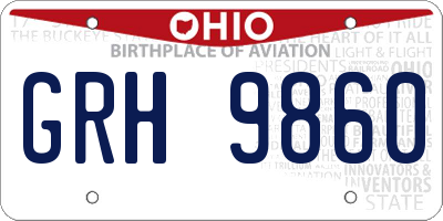 OH license plate GRH9860