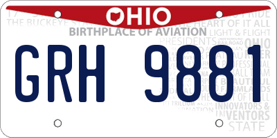 OH license plate GRH9881