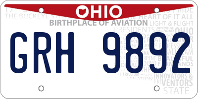 OH license plate GRH9892