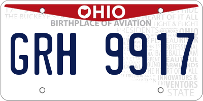 OH license plate GRH9917