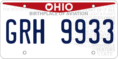 OH license plate GRH9933