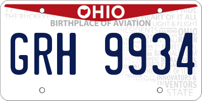 OH license plate GRH9934