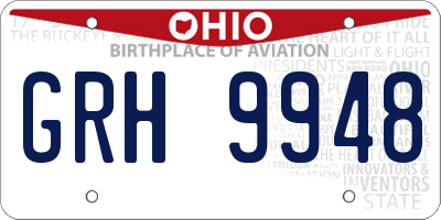 OH license plate GRH9948