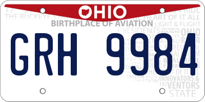 OH license plate GRH9984