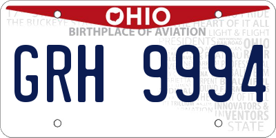 OH license plate GRH9994