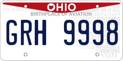 OH license plate GRH9998