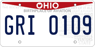 OH license plate GRI0109