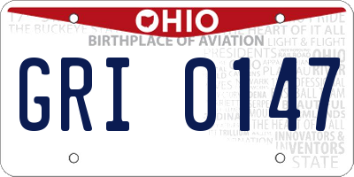 OH license plate GRI0147